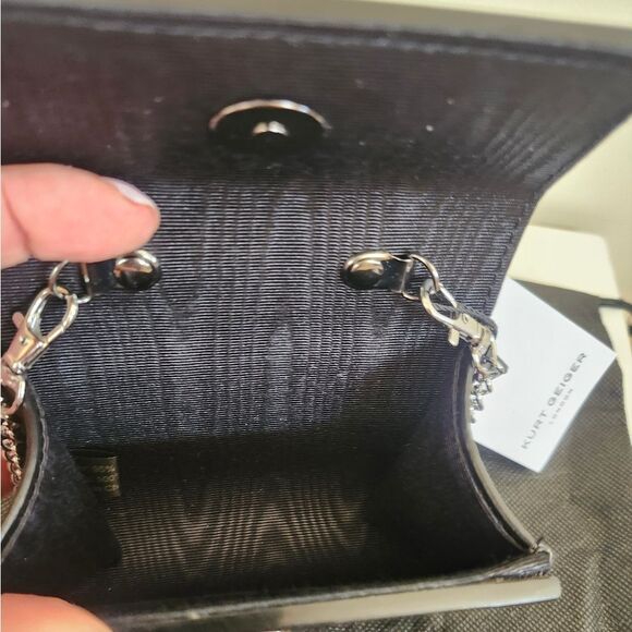 NWT Kurt Geiger "Party Eagle" Black Acrylic Clutch Shoulder Chain Mini Bag $99 - Picture 7 of 13